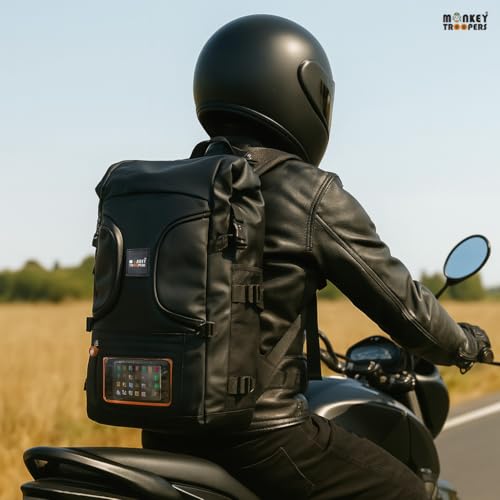 MONKEY TROOPERS Stormy Backpack Bag, 15-Inch Laptop Compartment, Water Resistant, Magnetic Tank Mount, Touch-Sensitive Navigation Pocket, Travel, Biking, Hiking Backpack For Men & Women (Black) - Image 2
