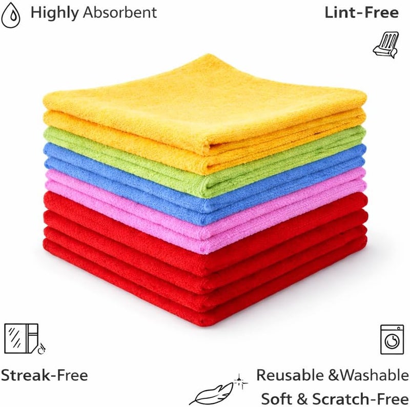 1ABOVE 10 Pack Microfibre Cleaning Cloths - Highly Absorbent, Lint-Free, Reusable Rags for Home, Kitchen, Car, and Office - 30x30cm - Image 3