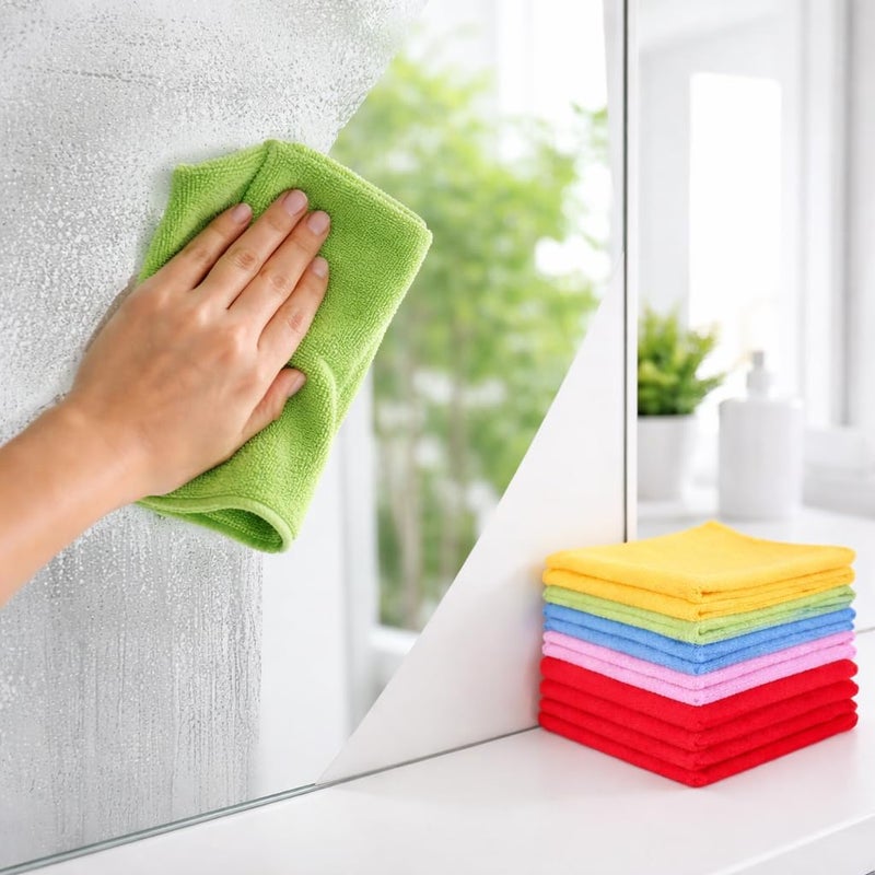 1ABOVE 10 Pack Microfibre Cleaning Cloths - Highly Absorbent, Lint-Free, Reusable Rags for Home, Kitchen, Car, and Office - 30x30cm - Image 5