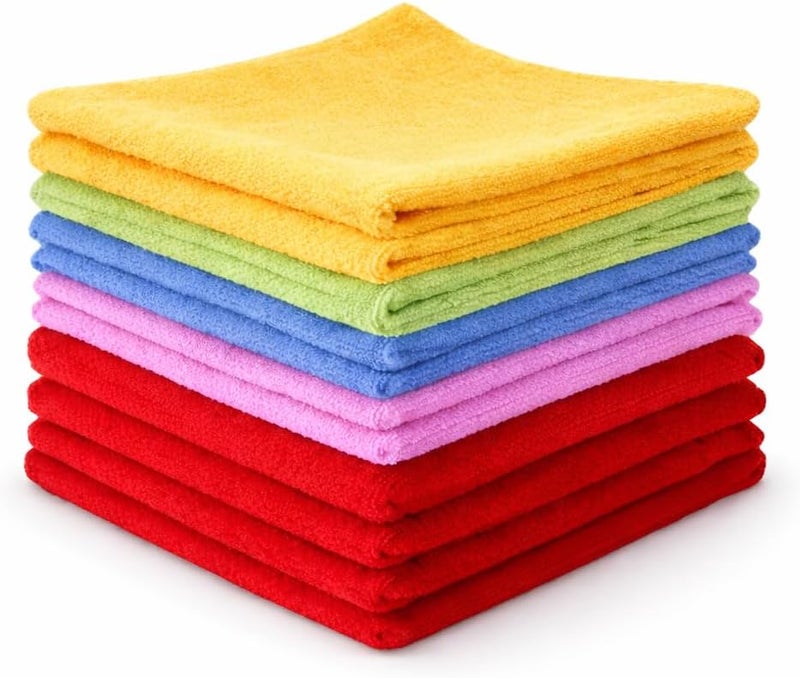 1ABOVE 10 Pack Microfibre Cleaning Cloths - Highly Absorbent, Lint-Free, Reusable Rags for Home, Kitchen, Car, and Office - 30x30cm - Image 1