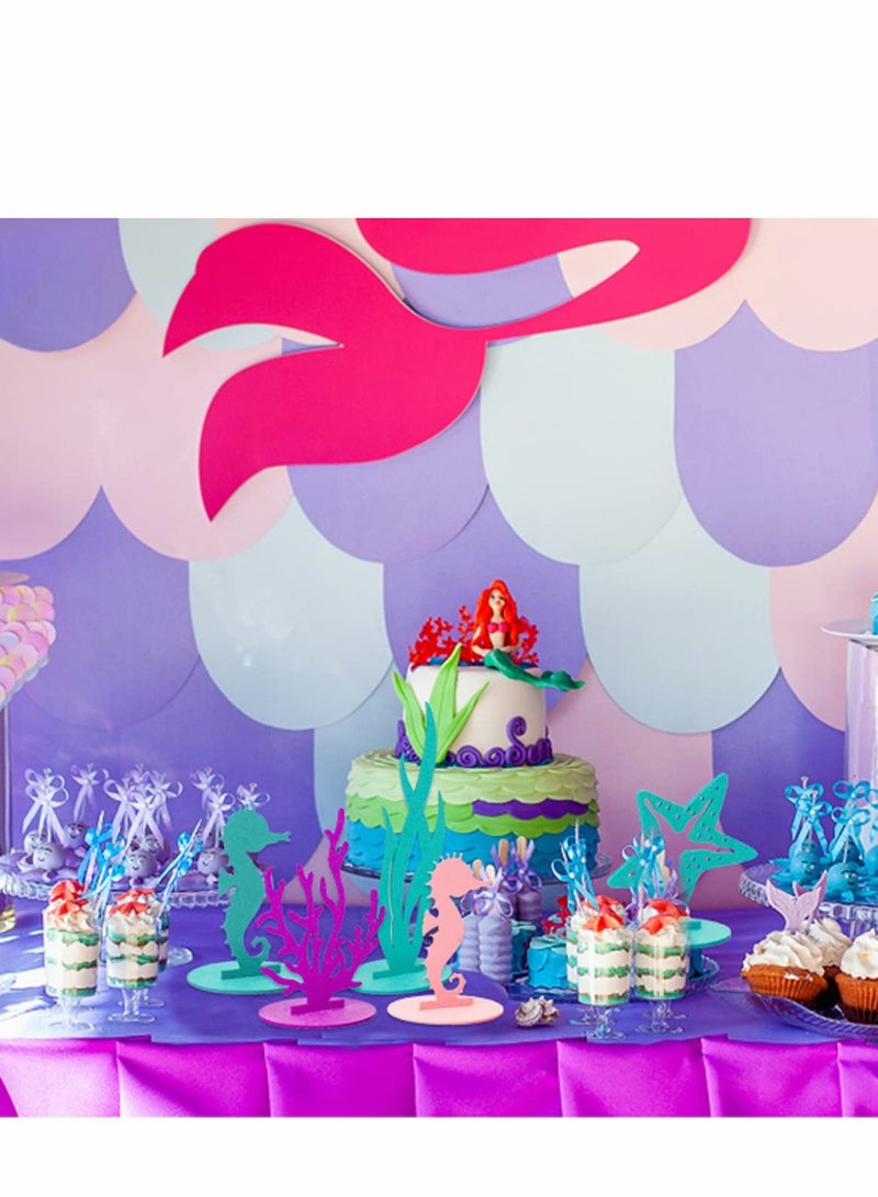 KASTWAVE Mermaid Birthday Decorations Felt Table Centerpiece, 24Pcs Under the Sea Party Decorations Supplies for Ocean Theme Little Mermaid Birthday Party Baby Shower - Image 4