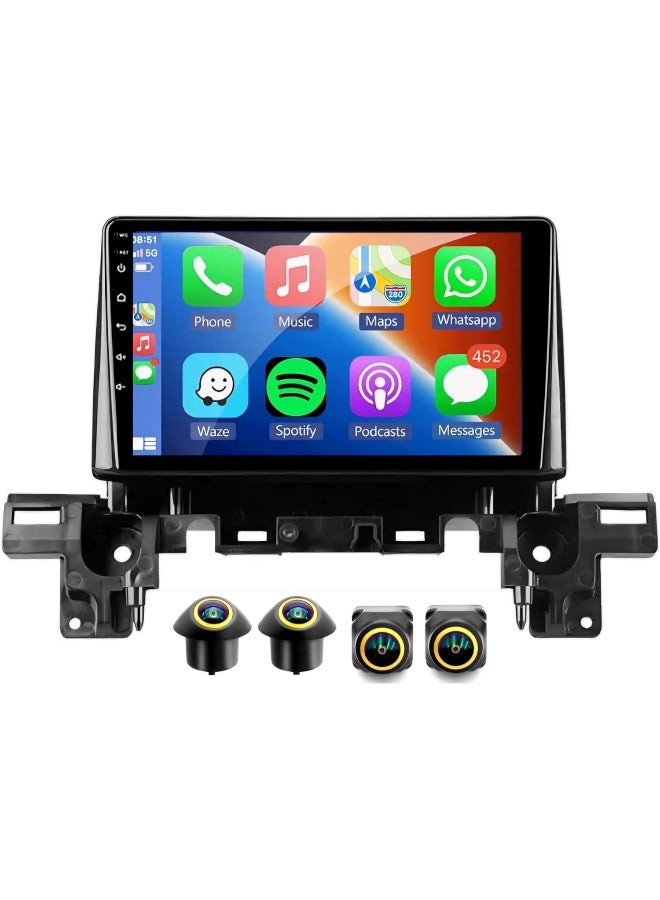 Vierex Fit Mazda CX-5 Car Stereo CX5 Android Screen 2017-2023 With Apple Carplay Android Auto Wireless WiFi DSP FM&AM BT AHD Camera Included Fast Interface QLED (4+32GB 360D Cameras) - Image 1