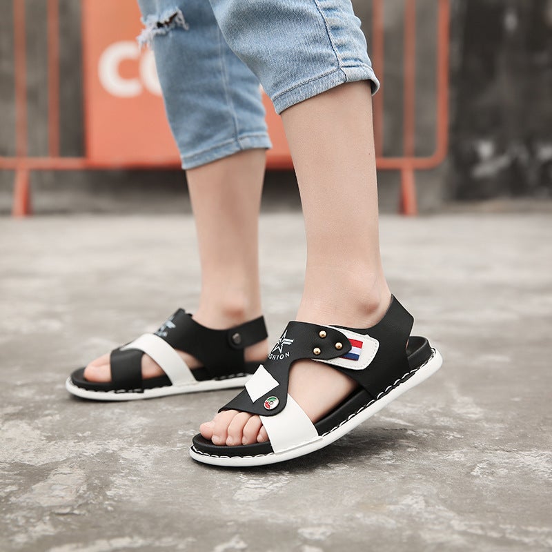Children'S Beach Sandals Boys Casual Sandals 2022 Boys Open Toe Beach Shoes Soft Sole Medium And Large Children - Image 2
