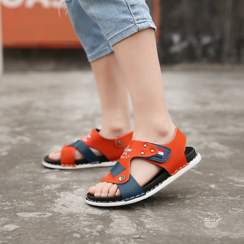 Children'S Beach Sandals Boys Casual Sandals 2022 Boys Open Toe Beach Shoes Soft Sole Medium And Large Children - Image 3