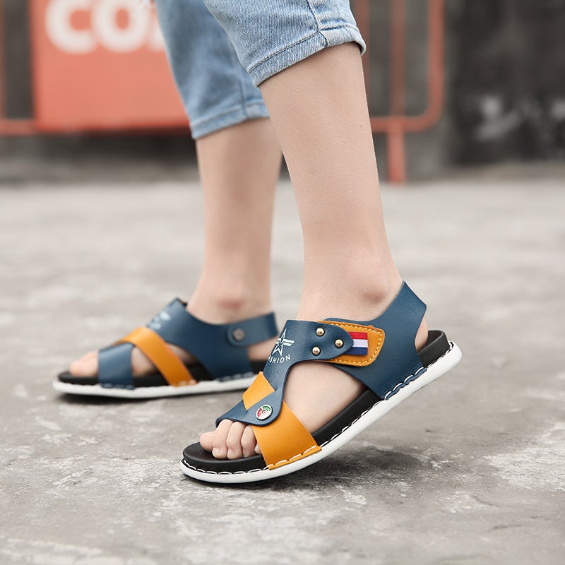 Children'S Beach Sandals Boys Casual Sandals 2022 Boys Open Toe Beach Shoes Soft Sole Medium And Large Children - Image 4