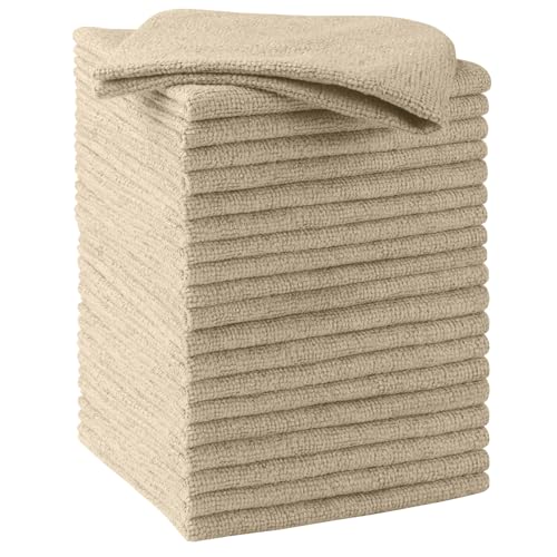 HOMEXCEL Brown Microfiber Cleaning Cloths 20 Pack Cleaning Rags Lint Free ScratchFree Microfiber Towels for Cars House Kitchen Absorbent Cleaning Towels 115 x 115 Inch - Image 1