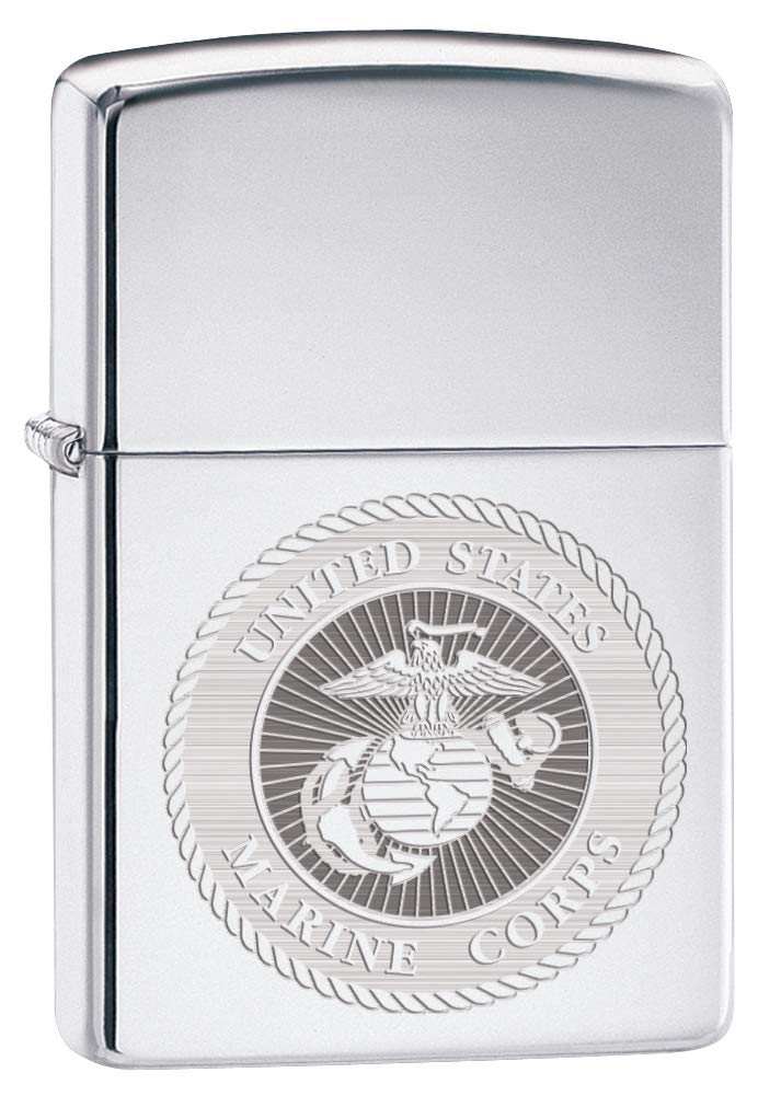 Zippo Lighter USMC Marine Corps Engraved Seal High Polish Chrome 80154 - Image 2