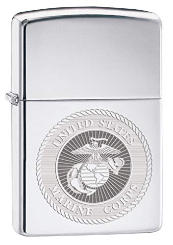 Zippo Lighter USMC Marine Corps Engraved Seal High Polish Chrome 80154 - Image 1