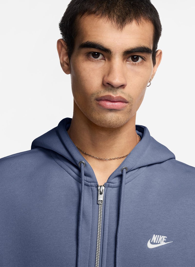Nike Club Brushed Full-Zip Hoodie - Image 3