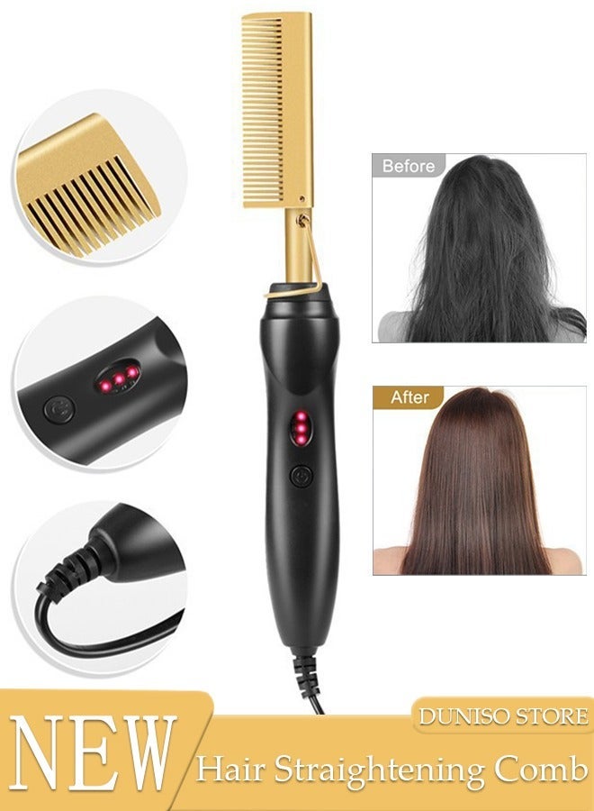 DUNISO Hair Straightener Brush Comb 3 Temperature Modes Fast Heat Straightening Brush with Hot Comb and Led Display Straightening Comb Wet and dry Anti Scald - Image 1