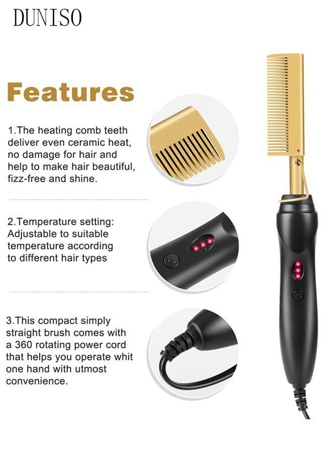 DUNISO Hair Straightener Brush Comb 3 Temperature Modes Fast Heat Straightening Brush with Hot Comb and Led Display Straightening Comb Wet and dry Anti Scald - Image 3
