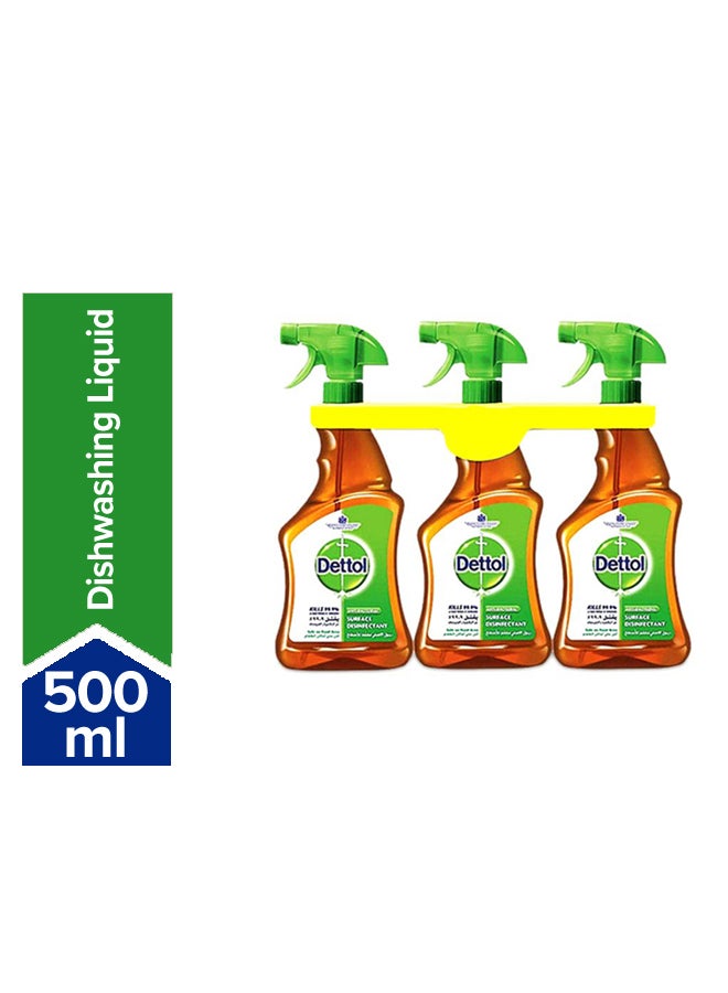 Dettol Pack of 3 Antibacterial Surface Disinfectant 500ml Brown 500ml - Image 1