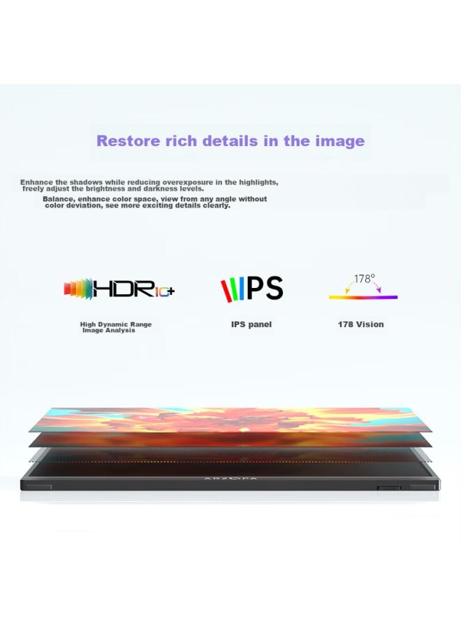 Arzopa A1 Max 17.3-inch Portable Monitor, Three-sided Micro-edge, Phone And Computer Laptop Extension Screen, Ps5/4 Switch Secondary Display Screen - Image 5