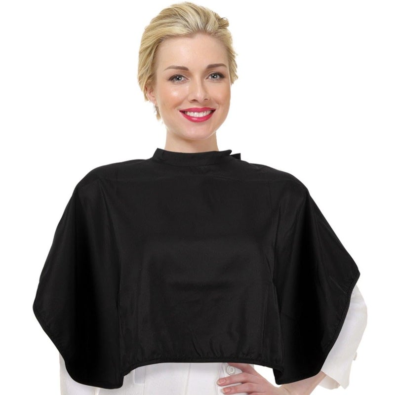 ForPro Professional Collection ForPro Water-Resistant Makeup Cape, Professional Mid-Length Beauty Cape with Adjustable Velcro Closure, 27.5" x 30", Black - Image 1