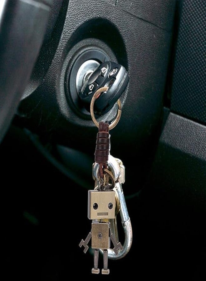 Smoni Vsparkex Vintage Robot Pendant Keychain, Braided Leather Keychain with Cord, Ornament, Key Decoration, CH, Leather Bronze, Carnelian | Men Robot Keychain, Pack Of 1 - Image 5
