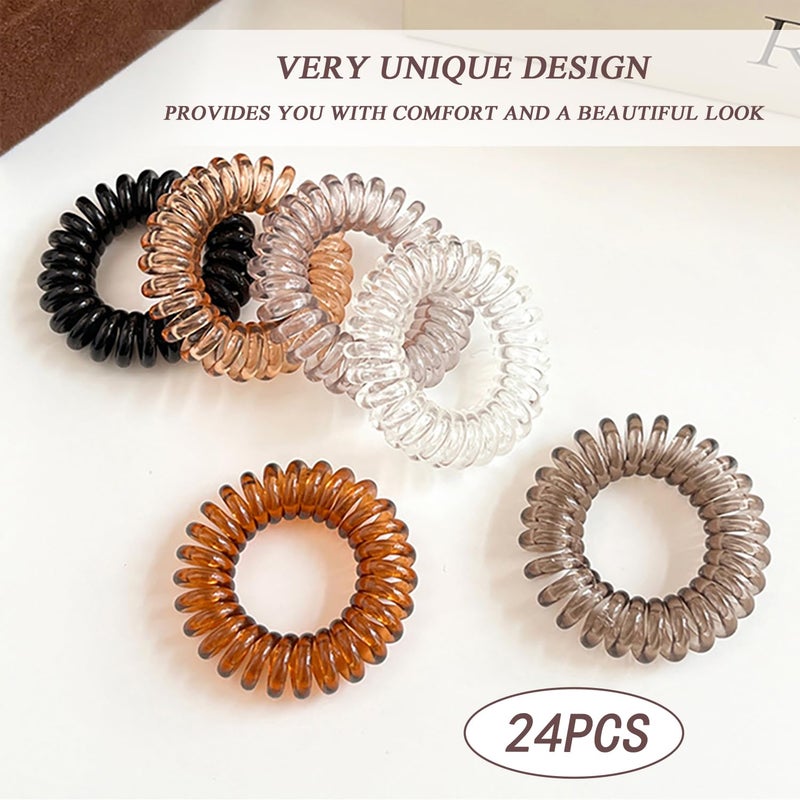 TRKETK 24 Pieces Spiral Hair Elastic, Plastic Spiral Hair Scrunchie Hair Elastics in Spool No Trace for Hair Girls/Women Gift - Image 5