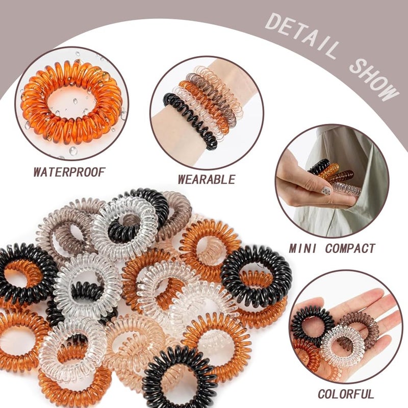 TRKETK 24 Pieces Spiral Hair Elastic, Plastic Spiral Hair Scrunchie Hair Elastics in Spool No Trace for Hair Girls/Women Gift - Image 3