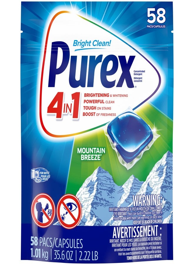 Purex بوراكس 4 في 1 أكياس مسحوق الغسيل، نسيم الجبال، 58 عد - Image 1