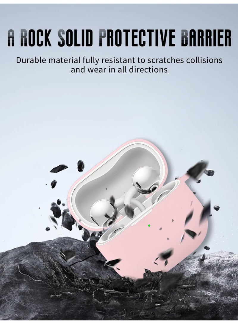 SZOXST Compatible with HUAWEI FreeClip 2 Case Cover, Soft Silicone Shockproof Covers for HUAWEI FreeClip 2 2025 Cases with Keychain and Front LED Visible for Women and Men Pink - Image 2