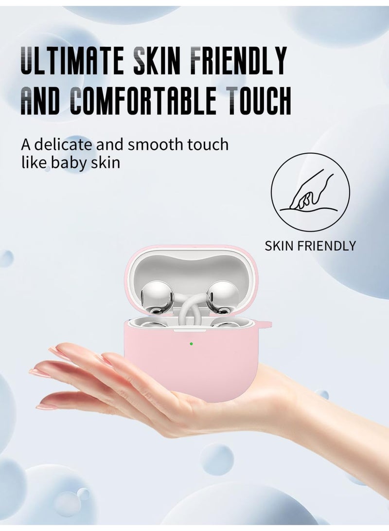SZOXST Compatible with HUAWEI FreeClip 2 Case Cover, Soft Silicone Shockproof Covers for HUAWEI FreeClip 2 2025 Cases with Keychain and Front LED Visible for Women and Men Pink - Image 4