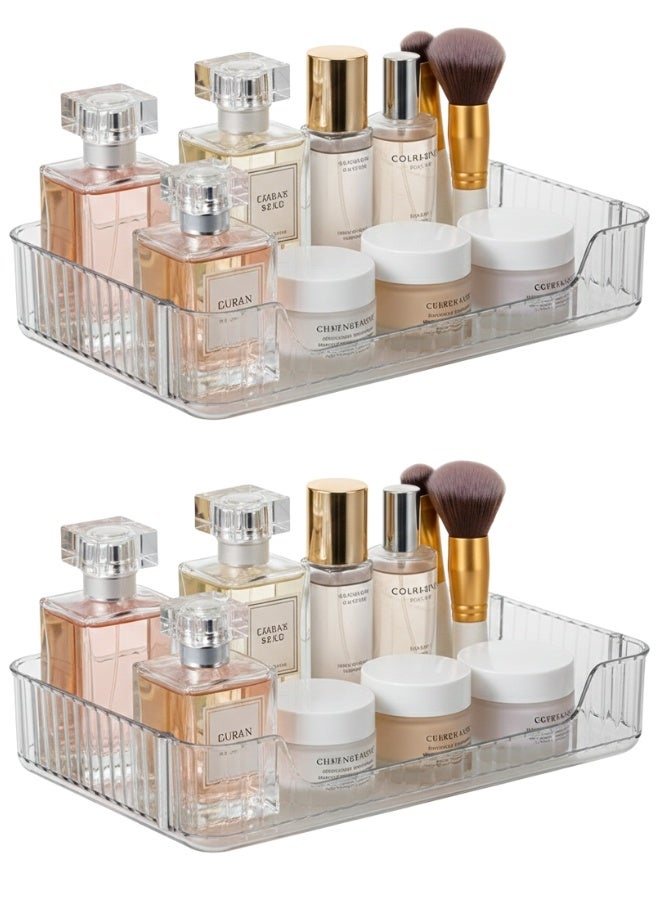 2-Piece Stackable Clear Acrylic Organizer Set for Space Saving Storage – Multi-Purpose Storage Rack for Organizing Cosmetics, Makeup, Perfumes, Skincare & Personal Care Products – Bathroom Vanity Countertop Organizer – Kitchen Utensils & Pantry Shelf Organizer – Modern Durable Design 30 × 17 cm - Image 1