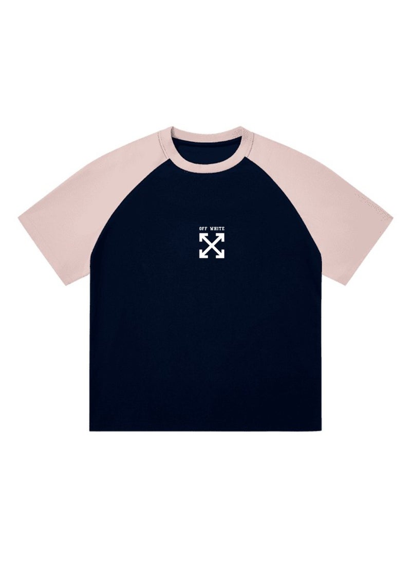 OFF-WHITE Loose short-sleeved T-shirts for men and women with shoulder inserts in summer with contrast stitching. - Image 3
