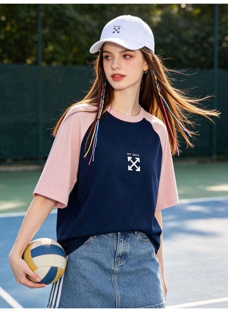 OFF-WHITE Loose short-sleeved T-shirts for men and women with shoulder inserts in summer with contrast stitching. - Image 5