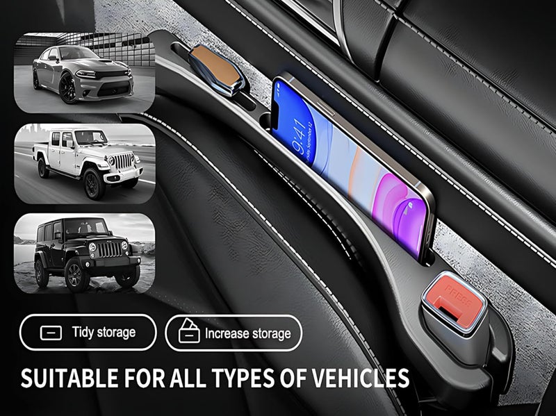 Gladnes 2Pcs Car Seat Side Gap Filler Organizer – Universal EVA Foam Filler Between Console and Seat with Storage Compartments – Stops Items from Falling, Suitable for Most Cars - Image 3