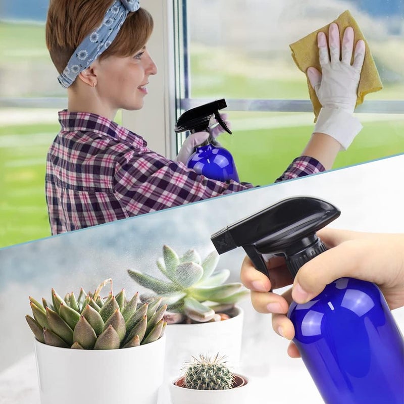 Bontip Glass Spray Bottle, Blue Glass Spray Bottle Set & Accessories for Non-toxic Window Cleaners Aromatherapy Facial hydration Watering Flowers Hair Care (2 Pack/16oz) - Image 5