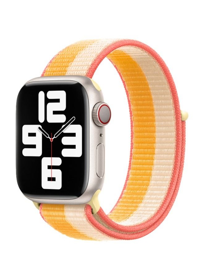 GREEN LION Green Lion Nylon Sport Loop Watch Strap for Apple Watch 42/44/45MM - Millet Beige/White 