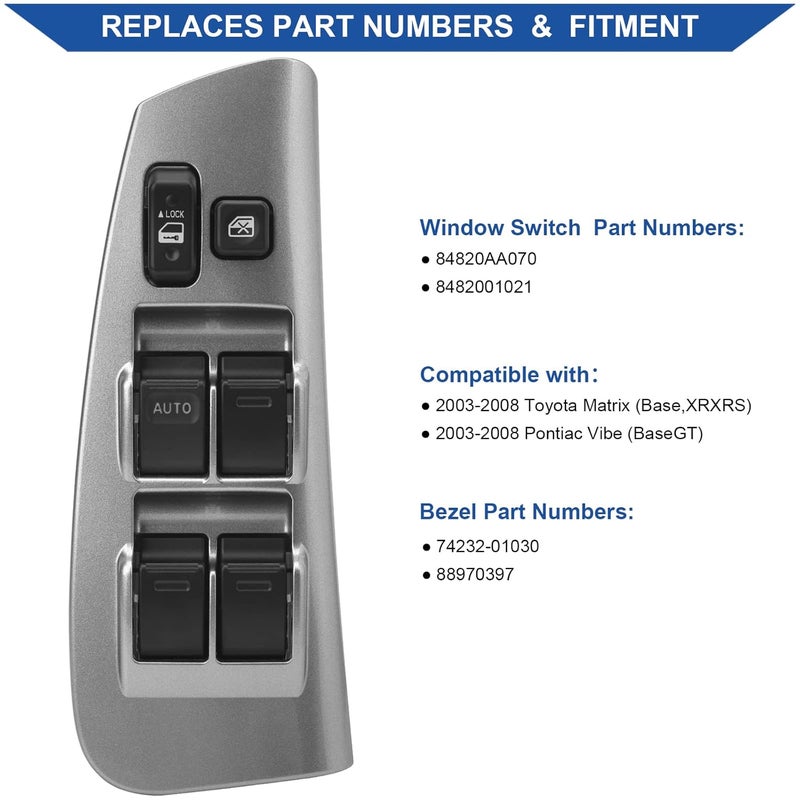 Obaee Power Window Switch Control Button & Door Switch Panel Bezel - Image 2