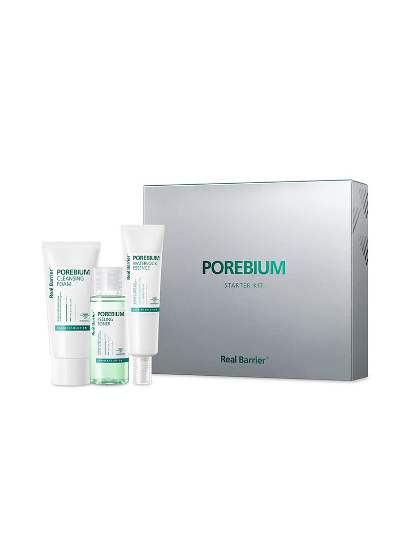 Real Barrier - Real Barrier Porebium Starter Kit TravelFriendly Korean Skincare SetFacial Moisturizer Cleanser Exfoliator for Sensitive Skin Sebum Oil Control with CeramideImpurities Dead Skin Cells Solution - Image 1