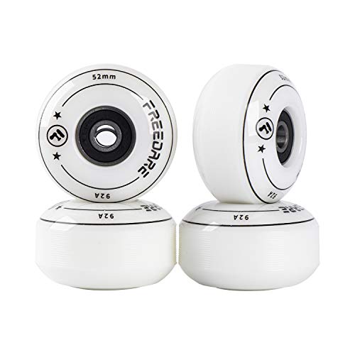 FREEDARE Skateboard Wheels 52mm and Bearings, Spacers Installed 90A Wheels(White,Pack of 4) - Image 1