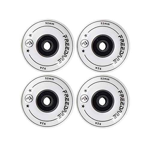 FREEDARE Skateboard Wheels 52mm and Bearings, Spacers Installed 90A Wheels(White,Pack of 4) - Image 2
