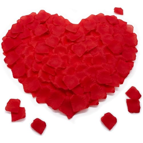 SHINTAYL Rose Petals for Bedroom - Fake Roses Petal Faux Flowers, Artificial Roses Petals for Marry me, Valentines, Proposal, Anniversary, Wedding Love Decorations Romantic Party (1200, Red) - Image 1