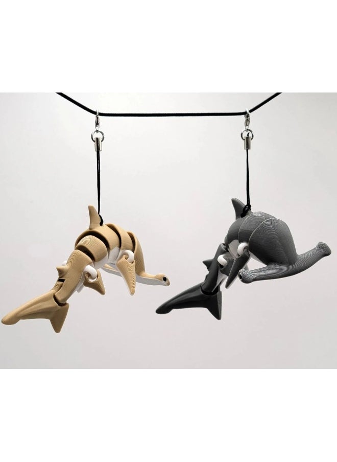 Generic - Hammerhead Shark Keychain 3D Hammerhead Shark Keychain Decoration Deformable and Flexible Hammerhead Shark Keychain-Color:black-Fin - Image 1