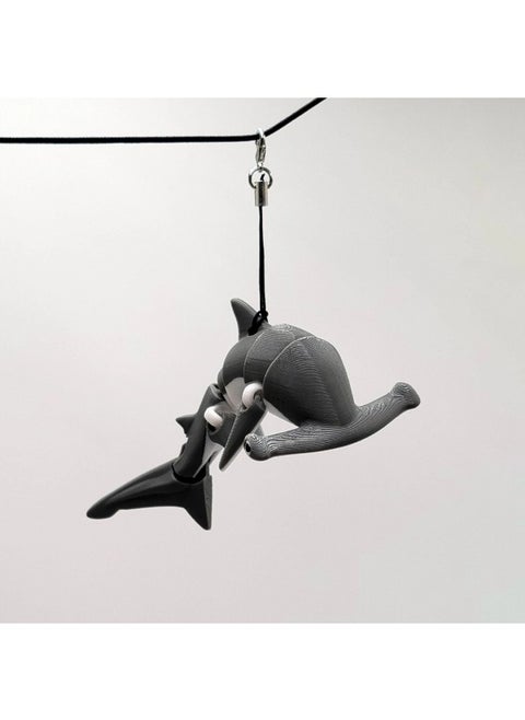 Hammerhead Shark Keychain 3D Hammerhead Shark Keychain Decoration Deformable and Flexible Hammerhead Shark Keychain-Color:black-Fin