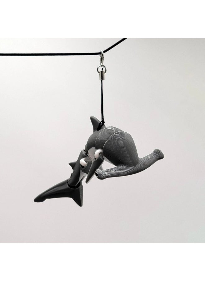 Generic - Hammerhead Shark Keychain 3D Hammerhead Shark Keychain Decoration Deformable and Flexible Hammerhead Shark Keychain-Color:black-Fin - Image 1