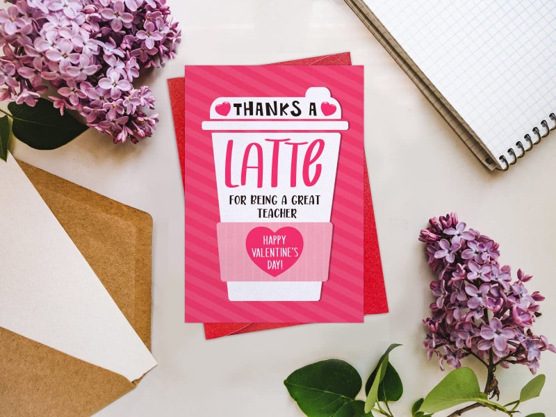 Whatsign Teacher Valentine Day Card - Valentines Day Gifts For Teachers Thanks A Latte Valentines Day Teacher Cards With Envelope Valentines Day Teacher Gifts - Image 2