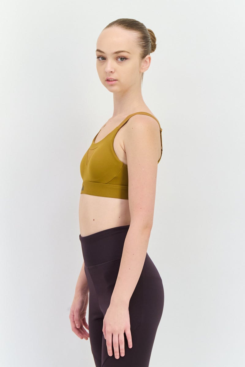 Adidas Women Brand Logo Padded Sports Bra, Dark Tan  - Image 2