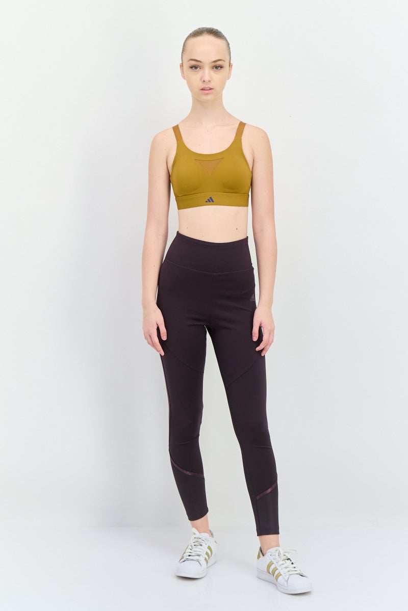 Adidas Women Brand Logo Padded Sports Bra, Dark Tan  - Image 4