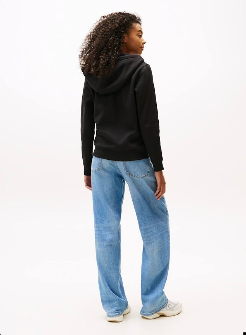 TOMMY JEANS Flag Embroidery Fleece Zip-Thru Hoody - Image 3