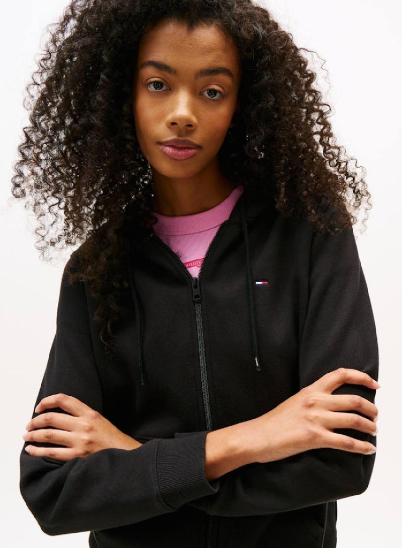 TOMMY JEANS Flag Embroidery Fleece Zip-Thru Hoody - Image 4