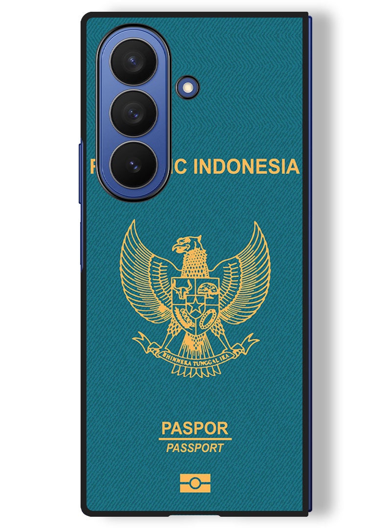 Theodor Case Compatible with Samsung Galaxy Z Fold 7 - 8 Inch Protection Shockproof Bumper Cover Indonesia Passport - Image 1