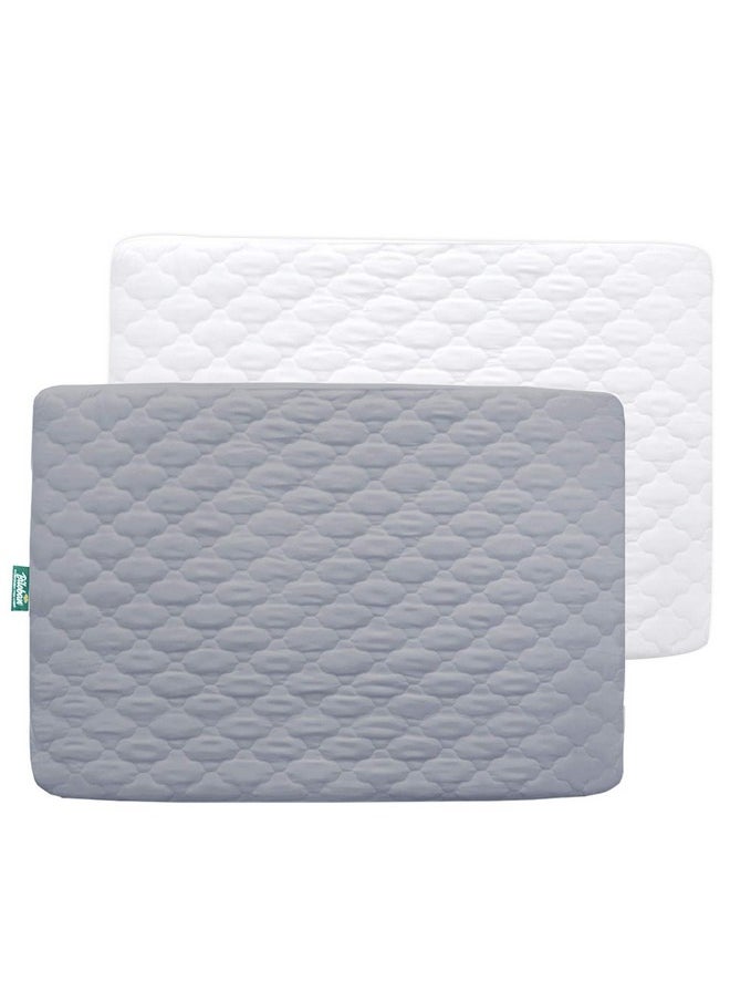 Biloban - Sheet For Pack And Play Quilted Waterproof Protector 2 Pack Premium Mattress Pad Cover 39 X 27 Compatible With Graco Pack N Play Or Other Baby Playard Mattress Portable Mini Crib Gray & White - Image 1