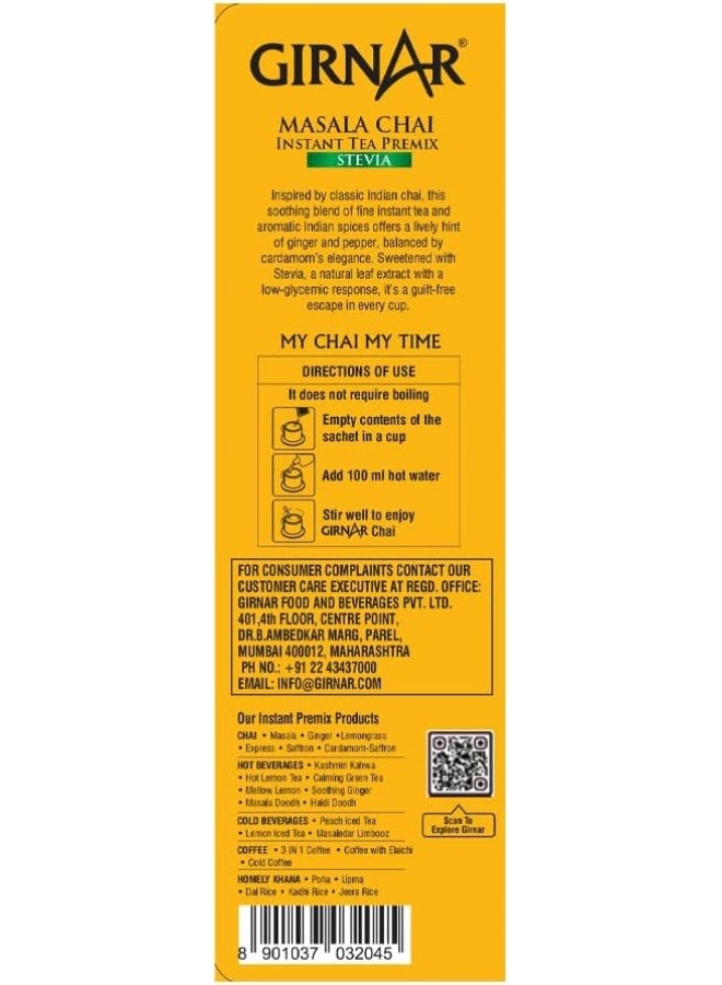 GIRNAR Masala Karak Chai 3in1 with Stevia | Instant Tea Premix with Masala | 8g  per sachet | Authentic Indian Spiced Tea | Quick & Flavorful Chai - Image 2