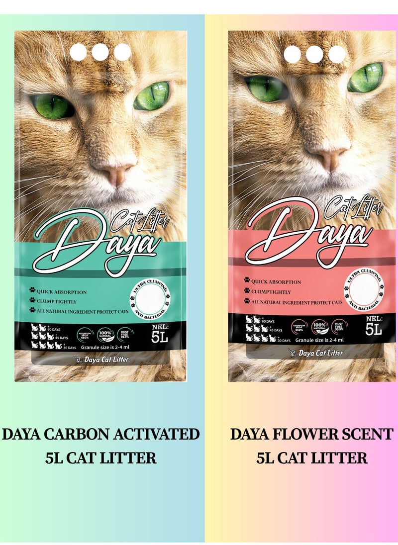 Daya DAYA PREMIUM NATURAL bentonite CAT LITTER (5L) available in flower scent and carbon active  - Image 1