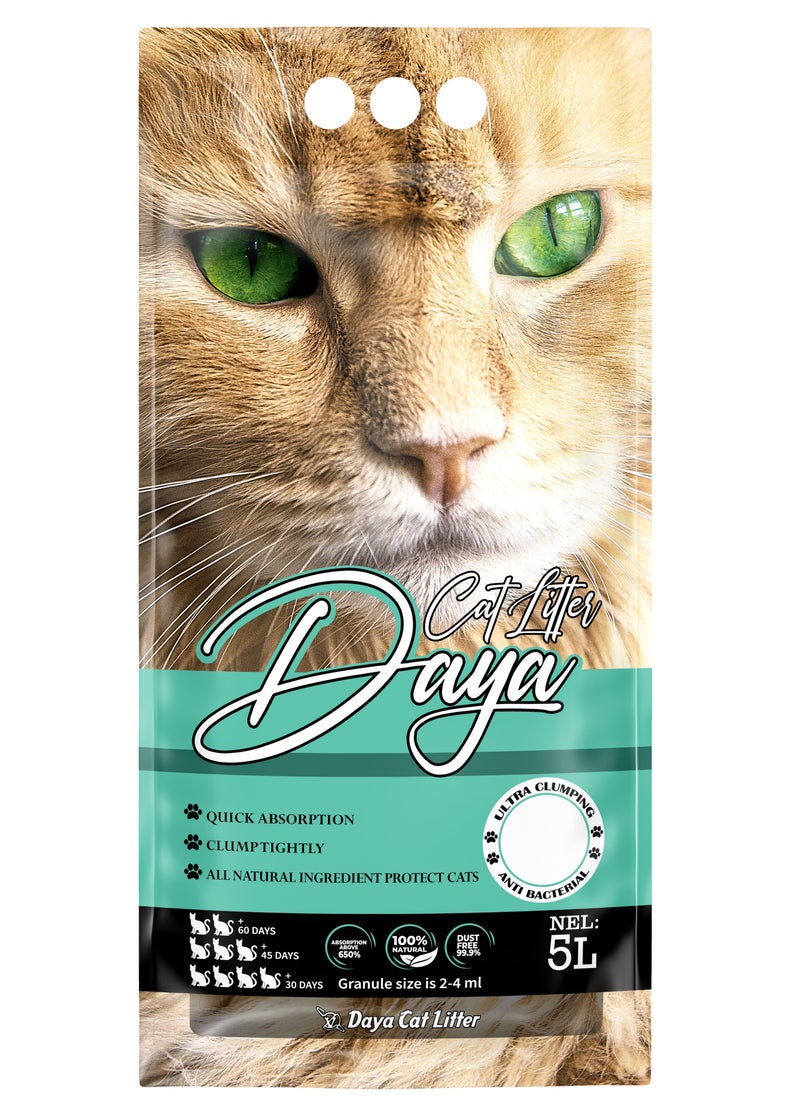 Daya DAYA PREMIUM NATURAL bentonite CAT LITTER (5L) available in flower scent and carbon active  - Image 3