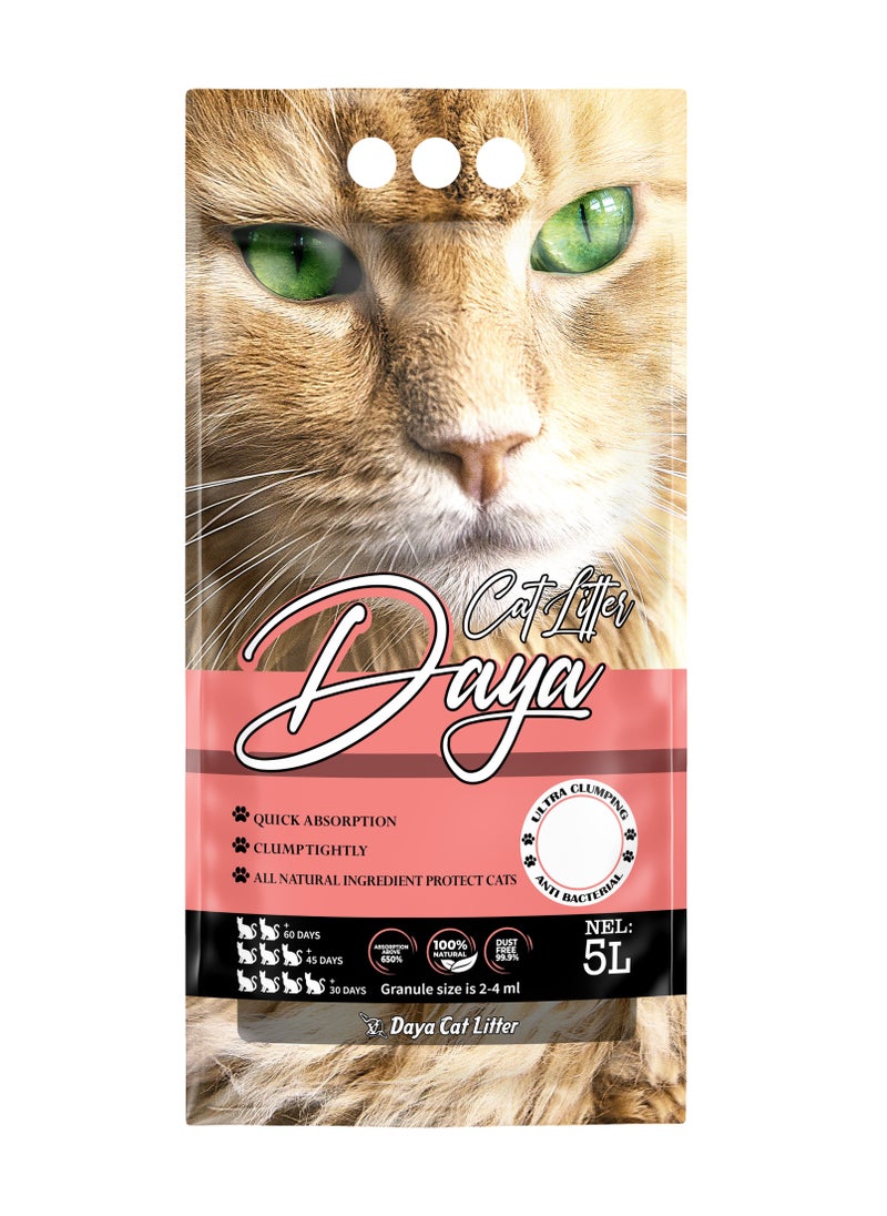 Daya DAYA PREMIUM NATURAL bentonite CAT LITTER (5L) available in flower scent and carbon active  - Image 2