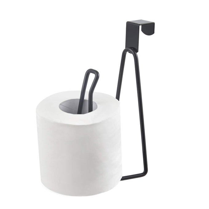 OVER THE TANK TOILET PAPER HOLDER STAND METAL TOILET TISSUE ROLL HOLDER DISPENSER RESERVE FOR BATHROOM STORAGE AND ORGANIZATION BLACK